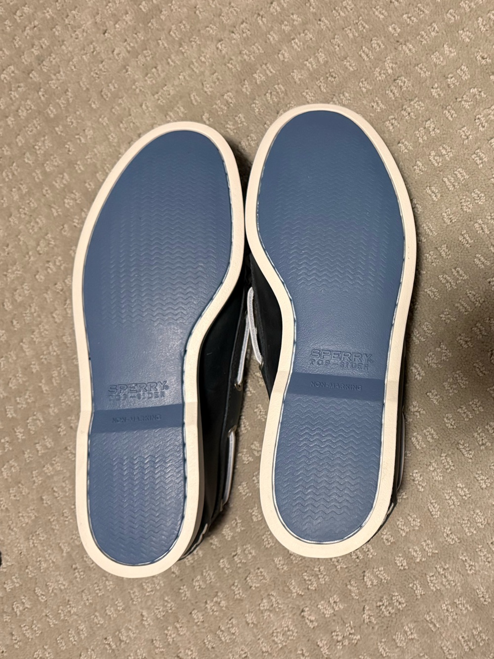 Sperry Topsider- Navy Boat Shoes with White Laces - Picture 8 of 8
